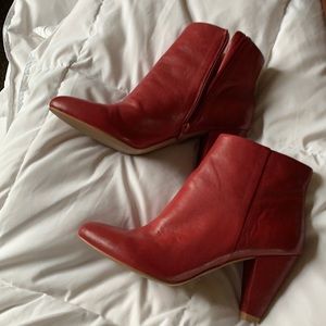 Red leather booties!